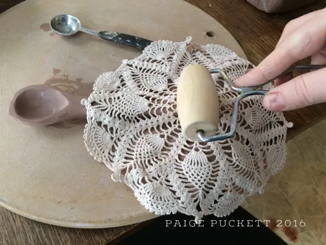 lace imprint in clay