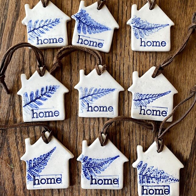 handmade ceramic house ornaments