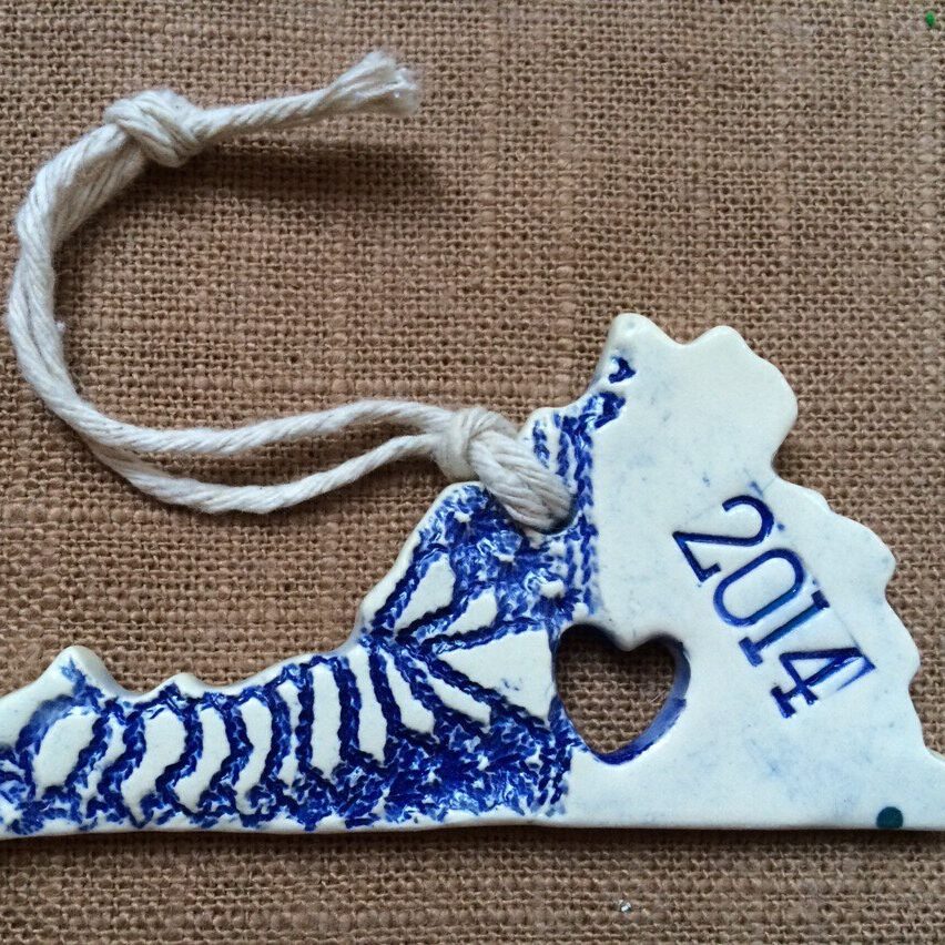 handmade ceramic Virginia ornament