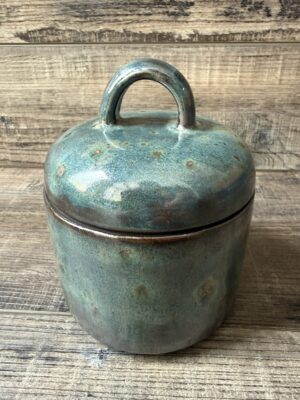 Textured Teal Lidded Canister 1