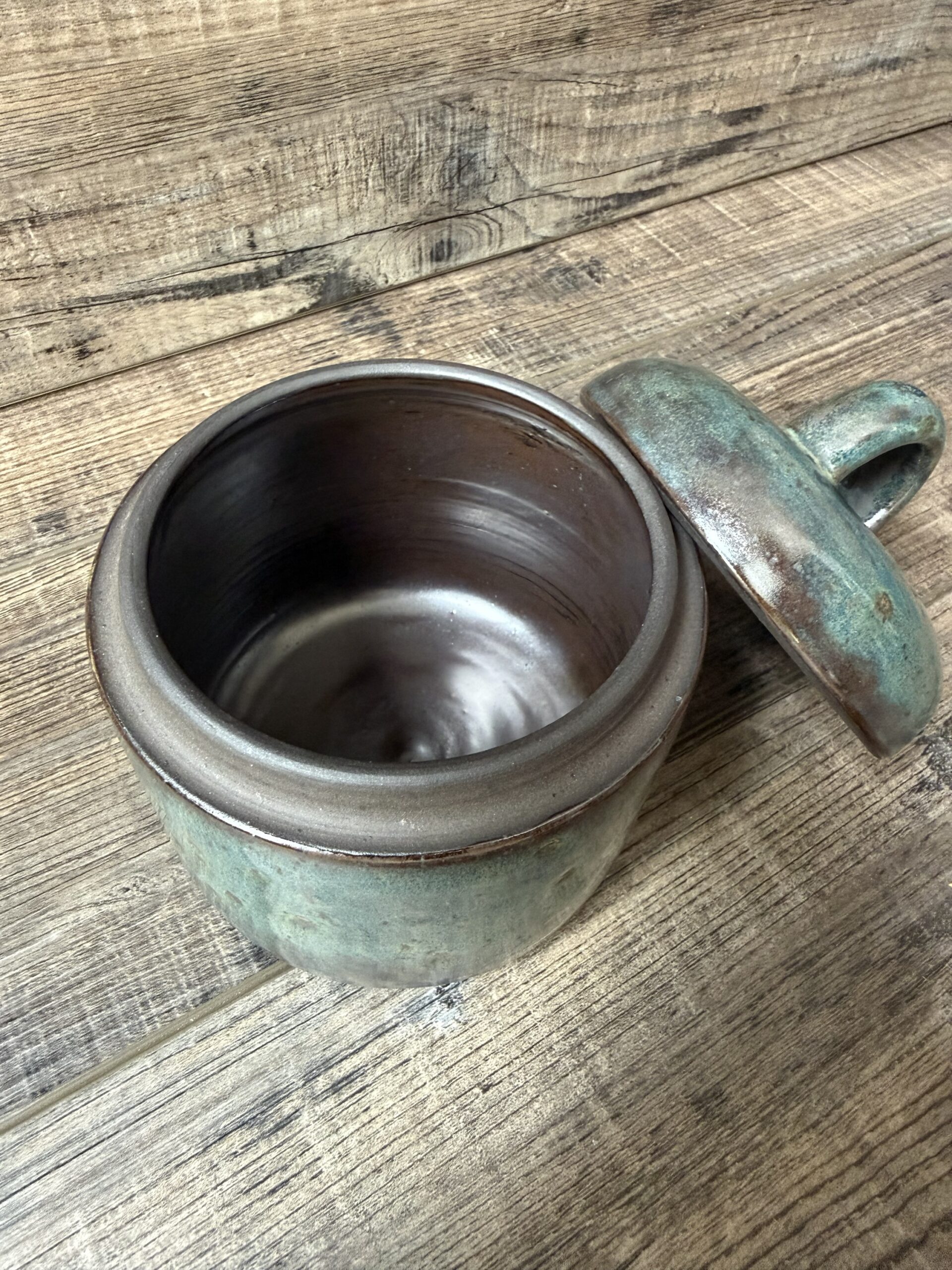 Textured Teal Lidded Canister 1 - Image 5
