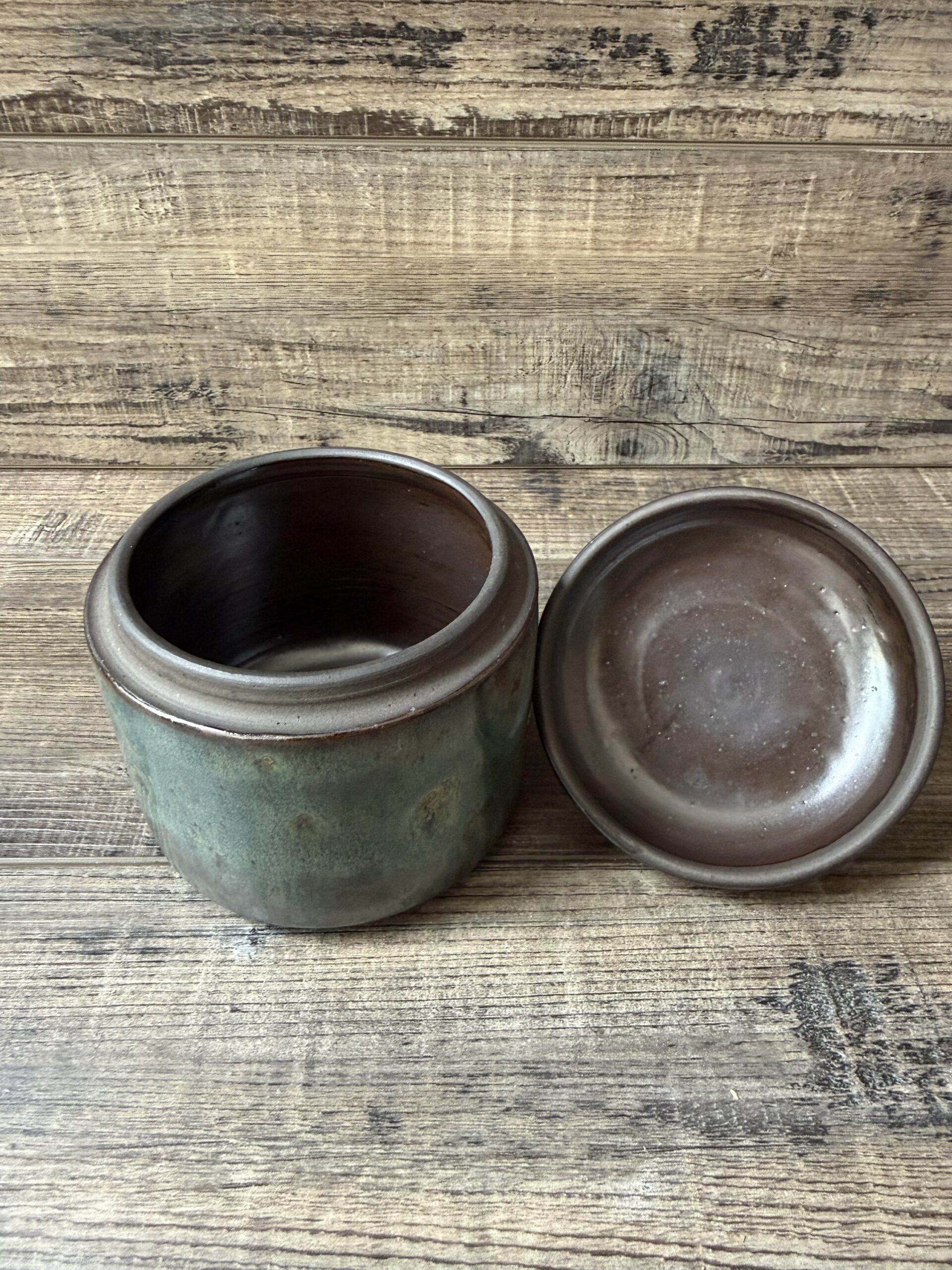 Textured Teal Lidded Canister 1 - Image 4