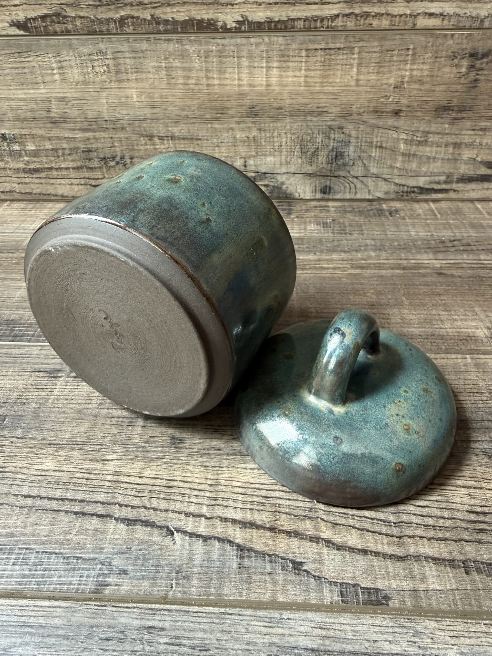 Textured Teal Lidded Canister 1 - Image 3
