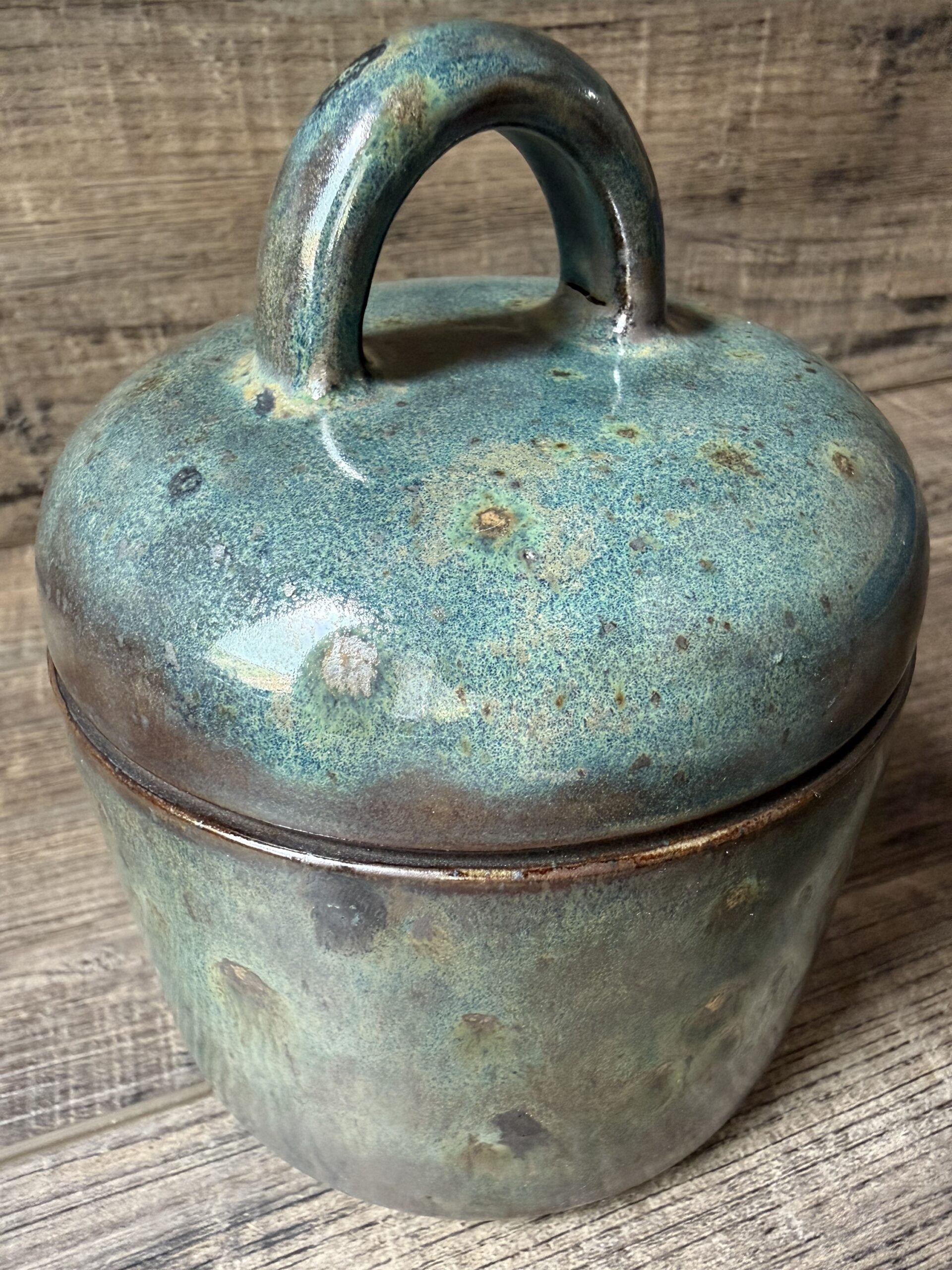 Textured Teal Lidded Canister 1 - Image 2