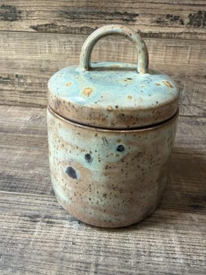 Textured Turquoise Lidded Canister - Seconds