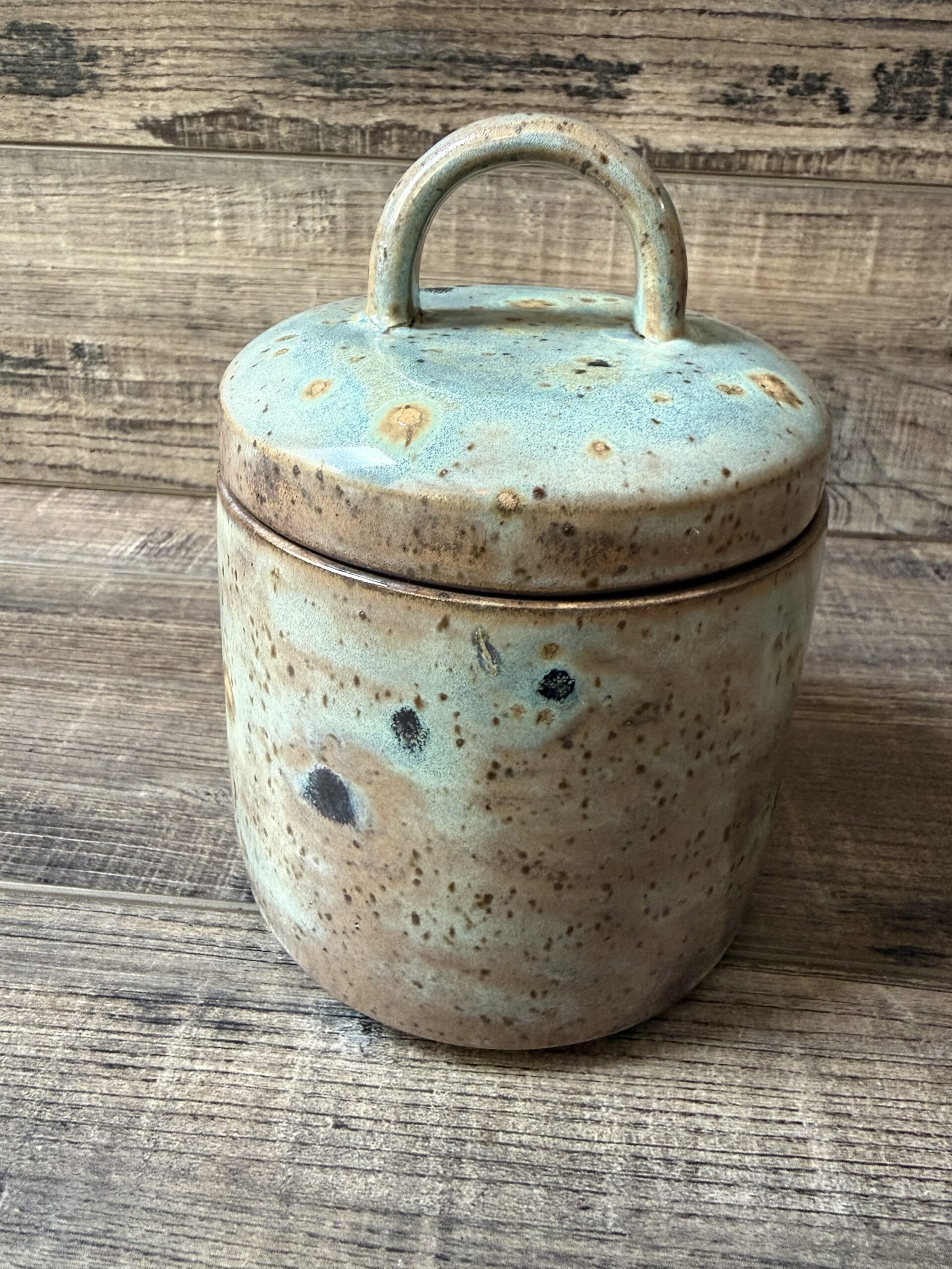 Textured Turquoise Lidded Canister - Seconds