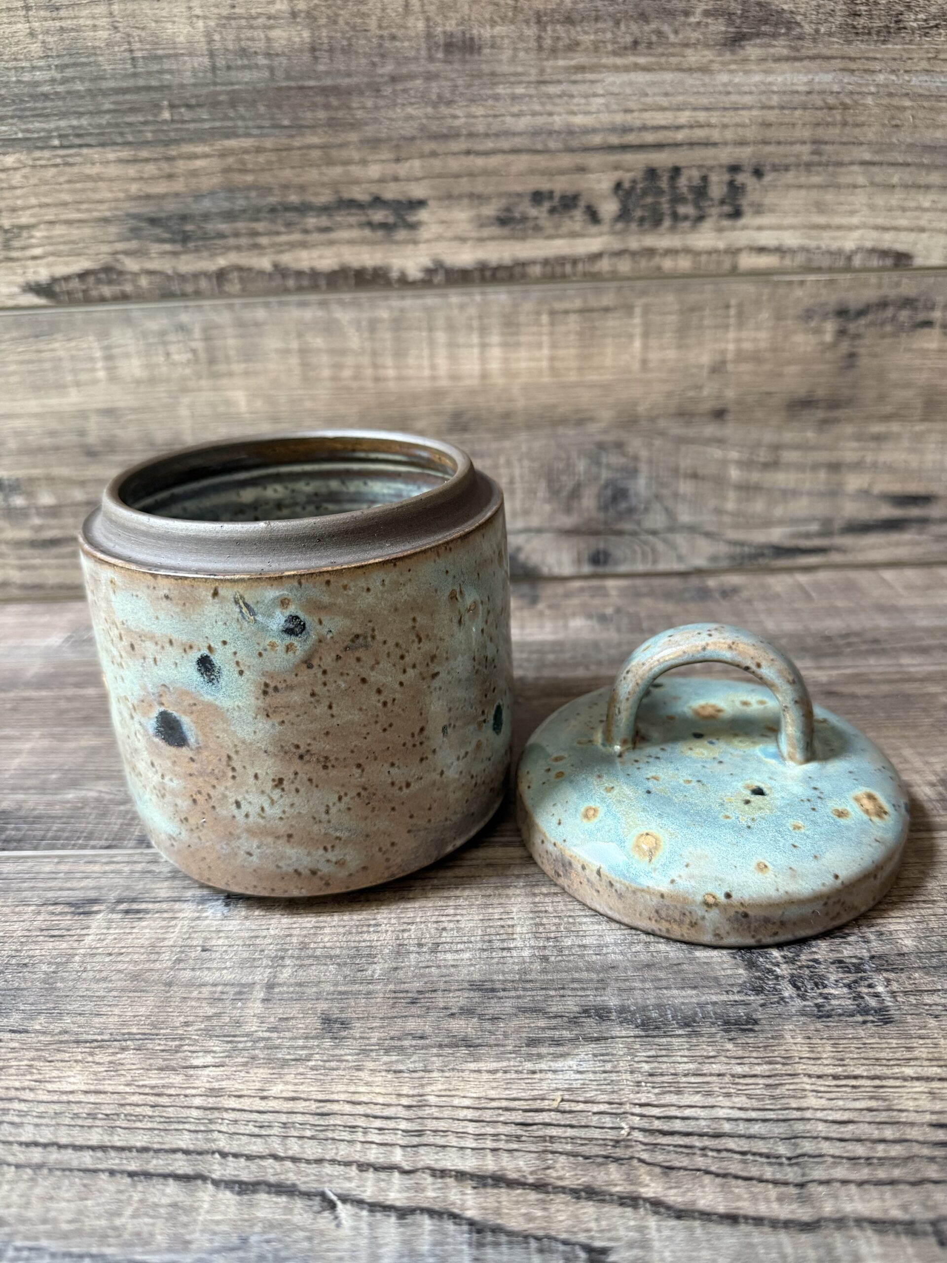Textured Turquoise Lidded Canister - Seconds - Image 6