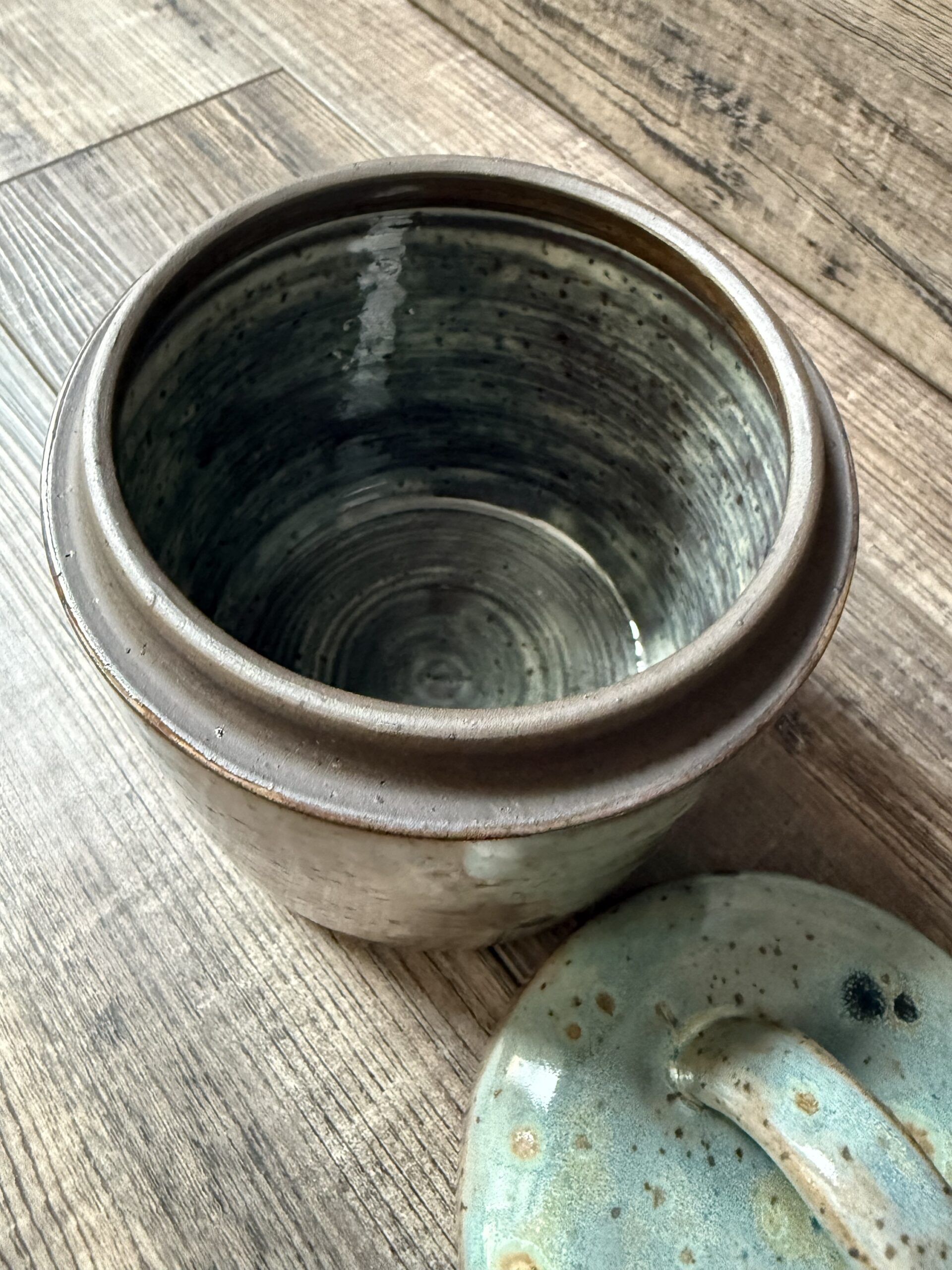 Textured Turquoise Lidded Canister - Seconds - Image 5
