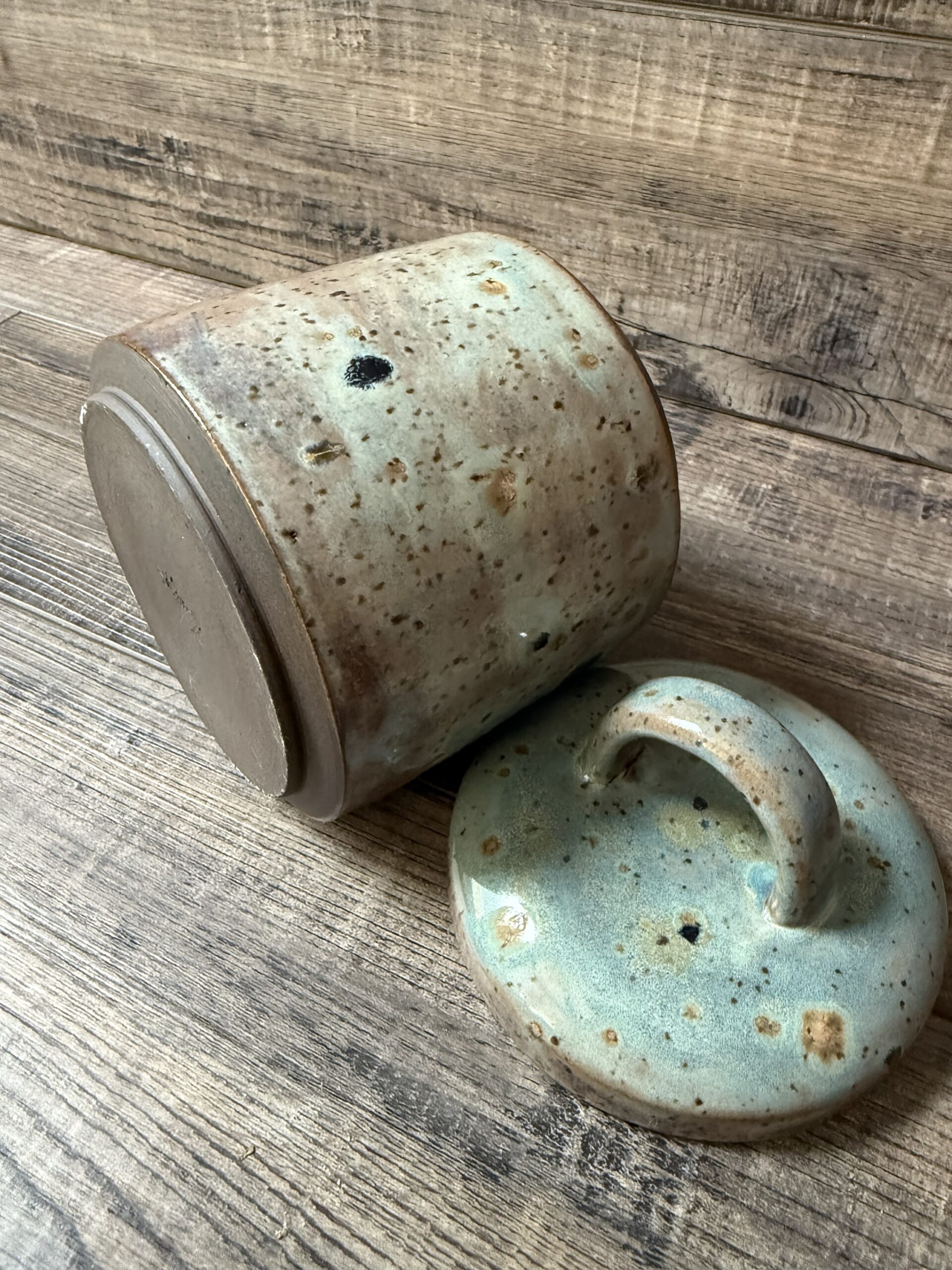 Textured Turquoise Lidded Canister - Seconds - Image 4