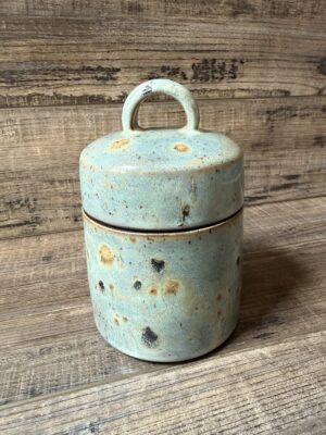 Textured Turquoise Lidded Canister 1