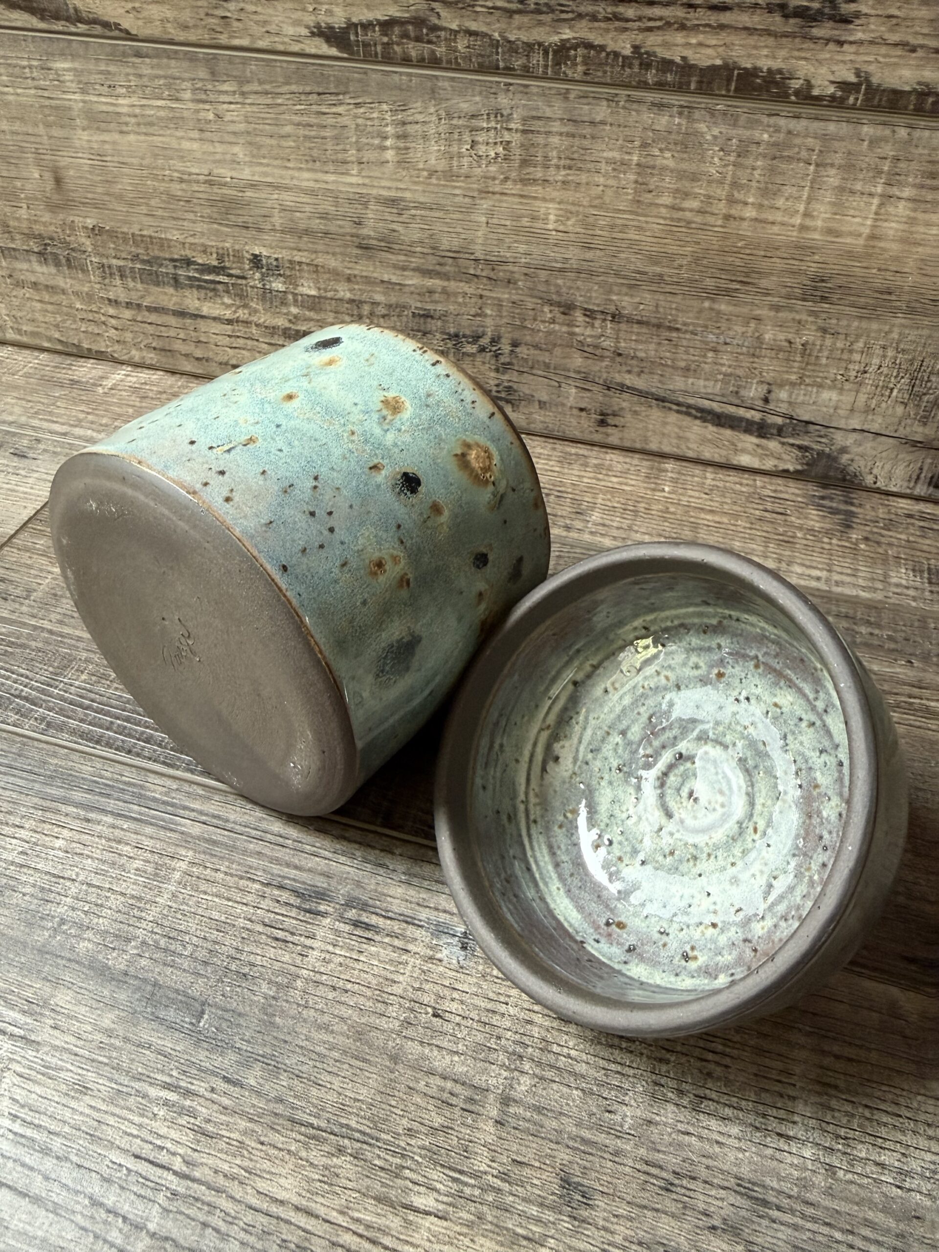 Textured Turquoise Lidded Canister 1 - Image 3