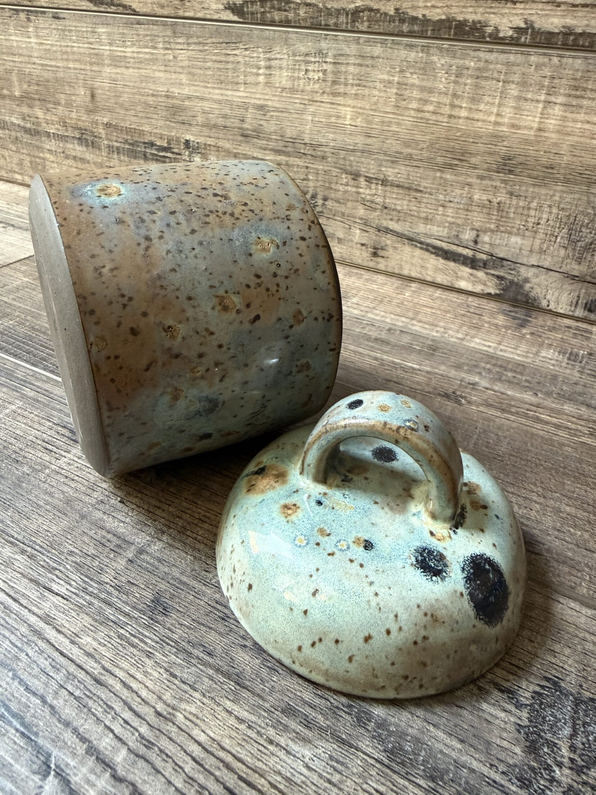 Textured Turquoise Lidded Canister 2 - Image 4
