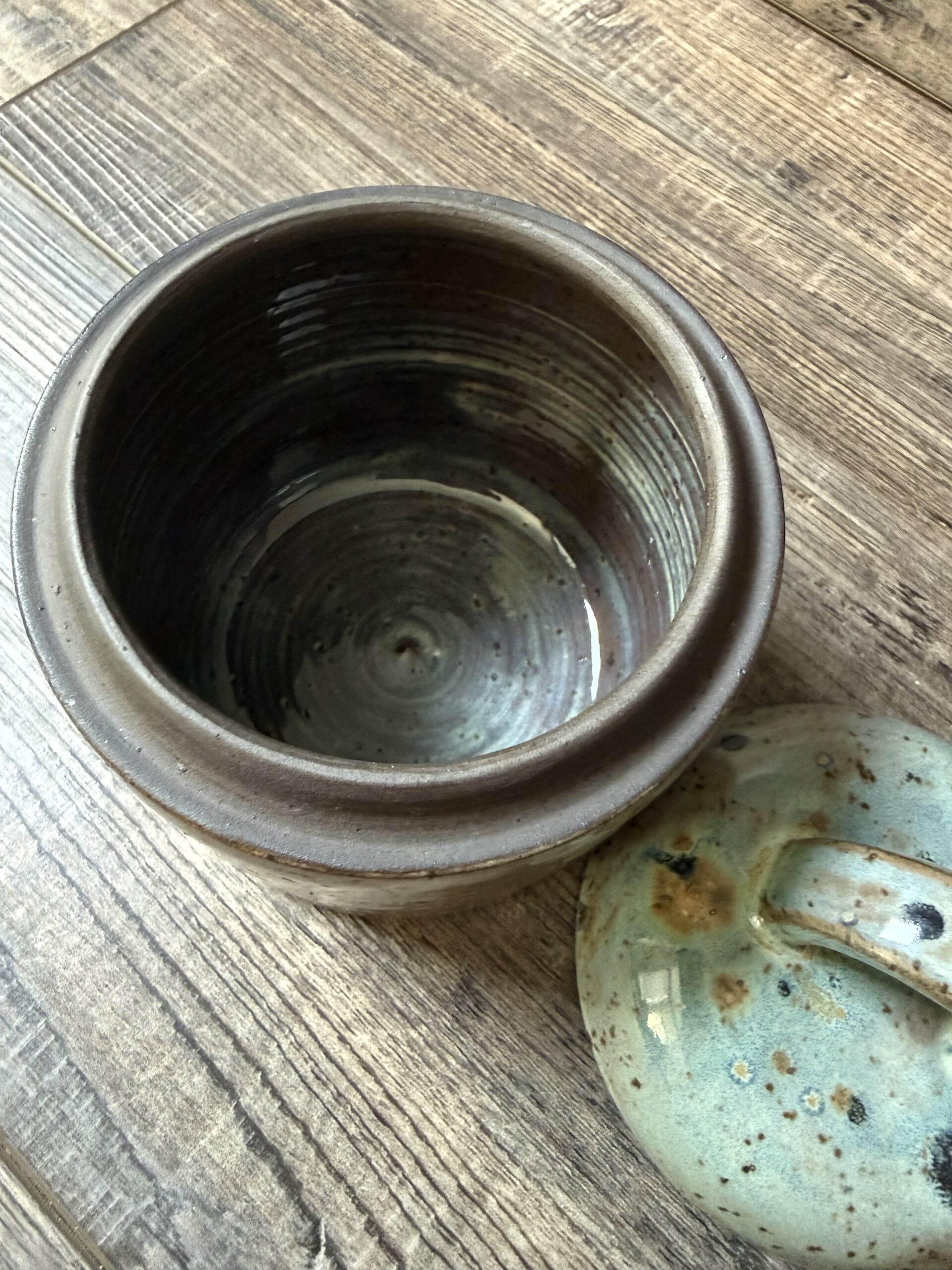 Textured Turquoise Lidded Canister 2 - Image 3