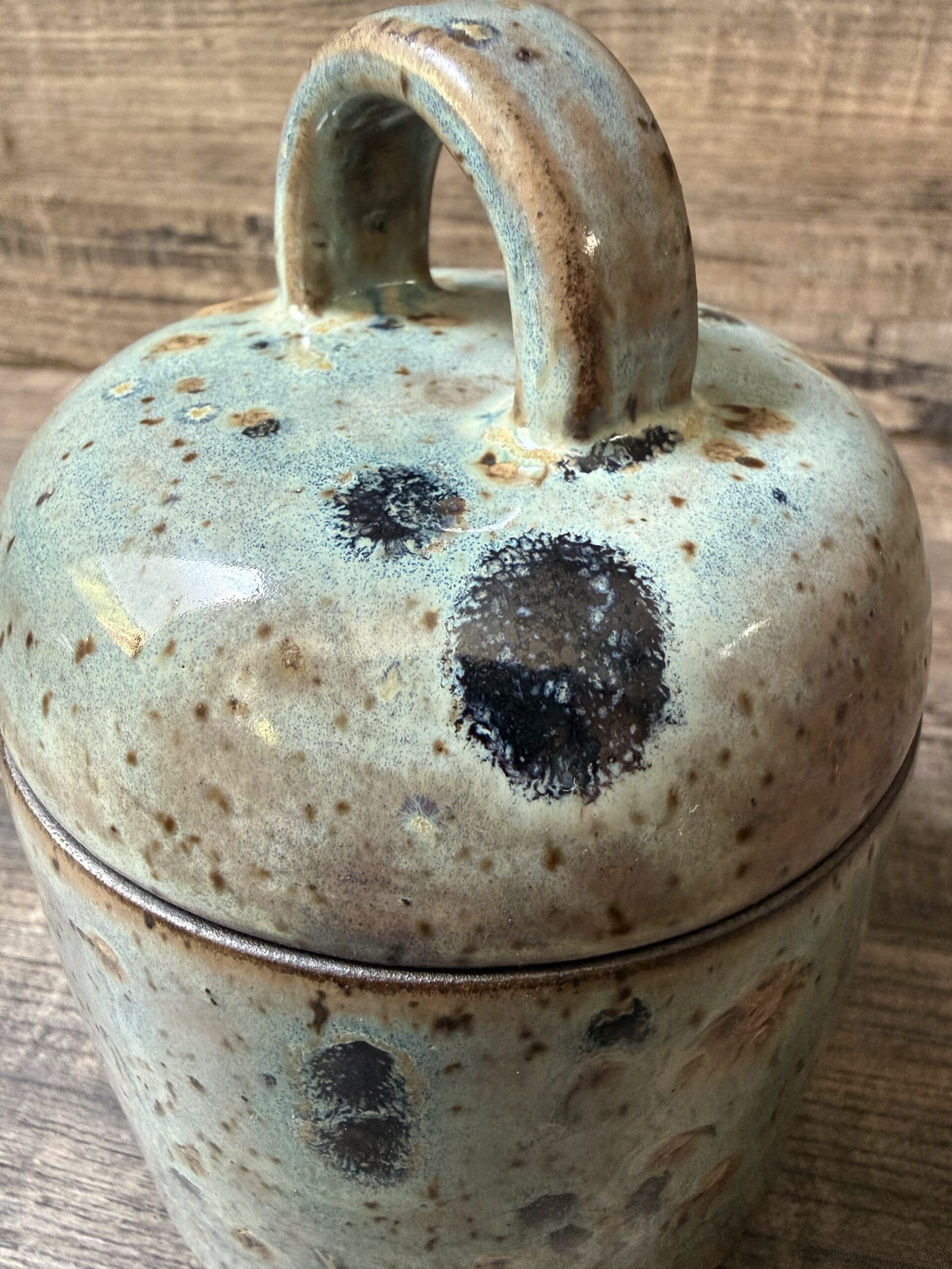 Textured Turquoise Lidded Canister 2 - Image 2